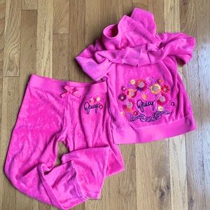 Girls juicy terrycloth and pants and zipper hoodie set size 6